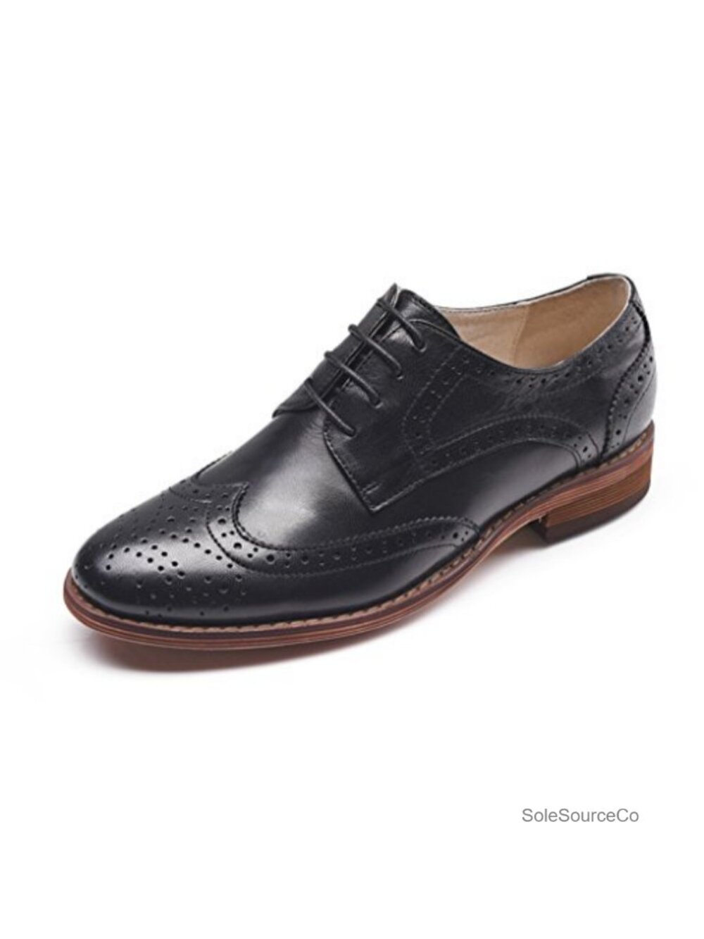 Sheep Leather Perforated Lace-Up Wingtip Oxfords Flats
